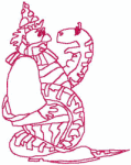 Redwork Embroidery Designs: Clown and Snake