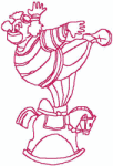 Redwork Embroidery Designs: Clown on Rocking Horse