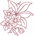 Redwork 3 Flower Bouquet Embroidery Design