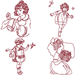 Machine Embroidery Design: Redwork Bygone Girls