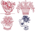 Redwork Cut Flowers Embroidery Design