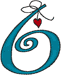 Alphabets Machine Embroidery Designs: Hanging Hearts Number 6