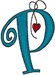 Alphabets Machine Embroidery Designs: Hanging Hearts Uppercase P