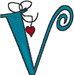 Alphabets Machine Embroidery Designs: Hanging Hearts Uppercase V