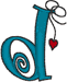 Alphabets Machine Embroidery Designs: Hanging Hearts Lowercase D