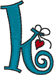 Alphabets Machine Embroidery Designs: Hanging Hearts Lowercase K