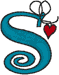 Alphabets Machine Embroidery Designs: Hanging Hearts Lowercase S