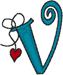 Alphabets Machine Embroidery Designs: Hanging Hearts Lowercase V