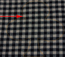 Tacking the applique fabric.