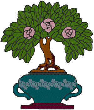 Azalea Bonsai Tree Embroidery Design
