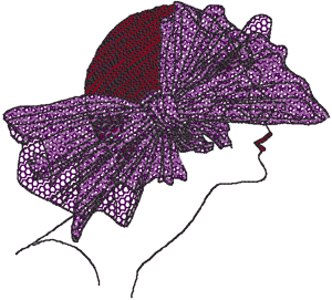 Red Hat Lady with Sheer Bow Embroidery Design