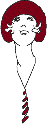 Red Hat Lady Looking Up Embroidery Design
