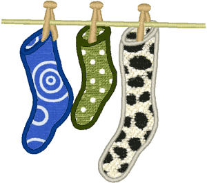 Drying Socks Applique Embroidery Design
