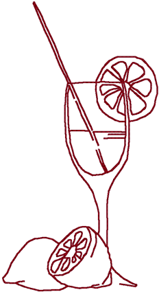 Redwork Lemonade Glass Embroidery Design