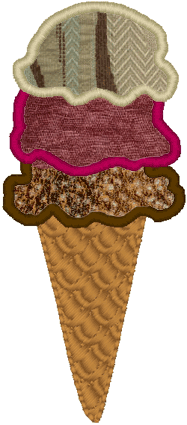 Ice Cream Cone Applique Embroidery Design