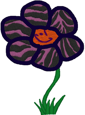 Smiling Flower Applique Embroidery Design