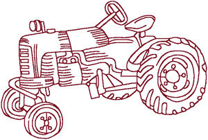 Redwork Farm Tractor Embroidery Design