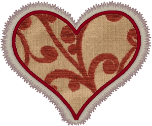 Decorative Heart Applique Embroidery Design