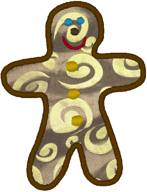 Gingerbread Man Applique Embroidery Design
