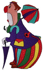 Clown with Umbrellas Embroidery Design