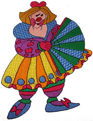 Fan Dancer Clown Embroidery Design