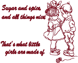 Redwork What Little Girls Are Made Of Embroidery Design