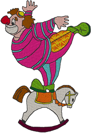 Rocking Horse Clown Embroidery Design