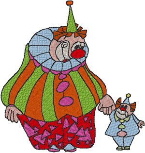 Clown and Baby Clown Embroidery Design