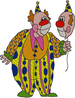 Clown with a Face Balloon Embroidery Design
