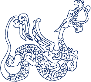 Redwork Chinese Snake Dragon Embroidery Design