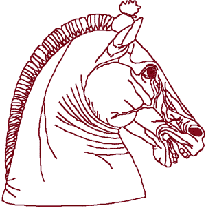 Redwork Greek Style Horse Head Profile Embroidery Design