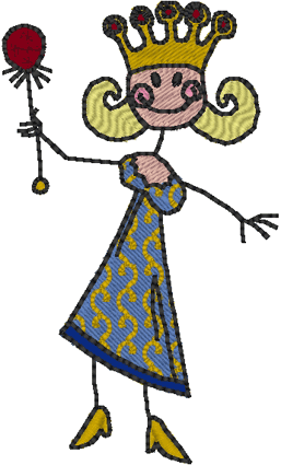 Little Princess Stick Figure Embroidery Design