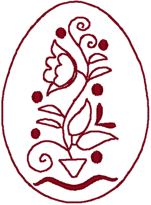 Redwork Hand Painted Czech Easter Egg #3 Embroidery Design