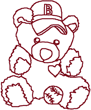 Redwork Little Buddy Heartthrob Bear Embroidery Design