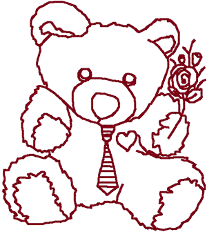 Redwork Little Husband Heartthrob Bear Embroidery Design