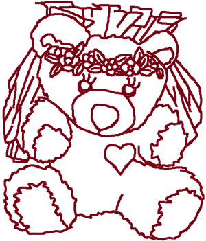 Redwork Little Bride Heartthrob Bear Embroidery Design