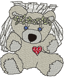 Little Bride Heartthrob Bear Embroidery Design