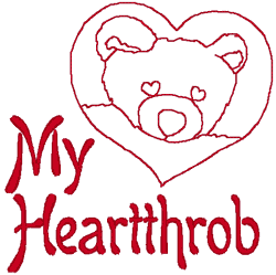 Redwork My Heartthrob Bear Embroidery Design