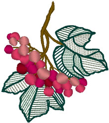 Ornate Leaves & Berries Embroidery Design