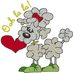 French Love Poodle Embroidery Design