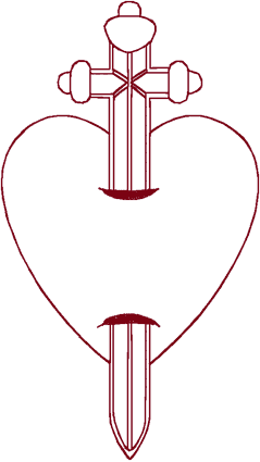 Redwork Sacred Heart & Sword Embroidery Design