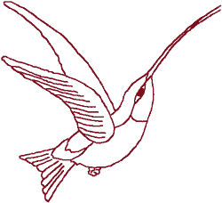 Redwork Hovering Hummingbird Embroidery Design