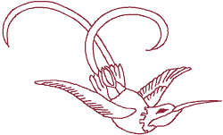 Redwork Soaring Sunbird Embroidery Design