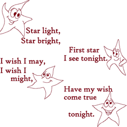 Redwork Star Light, Star Bright Stars Embroidery Design