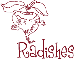 Redwork Madcap Cookery: Radishes Embroidery Design