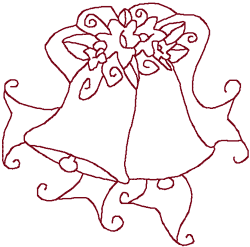 Redwork Wedding Bells Embroidery Design