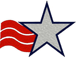 Red Stripes & Star Patriotic Embroidery Design