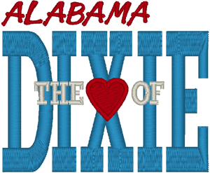 Alabama: The Heart of Dixie Embroidery Design