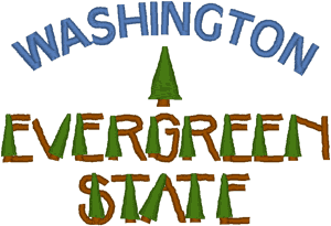 Washington: The Evergreen State Embroidery Design