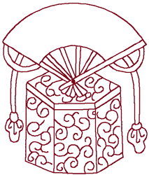 Japanese Redwork Fan #4 Embroidery Design